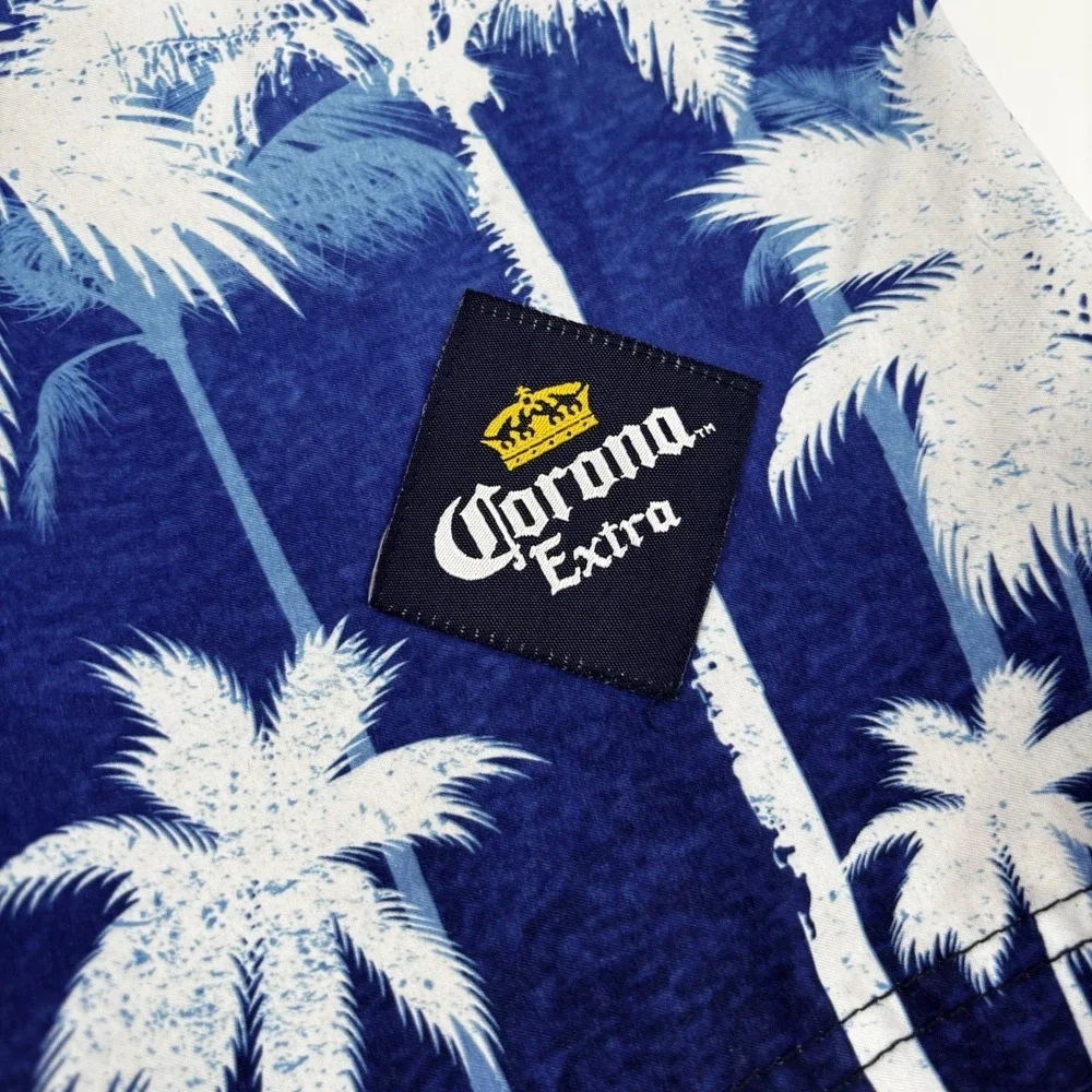 CORONA‎ Extra Mens Swim Board Shorts 34-36Hook Loop Pocket Lined Hawaii Blue